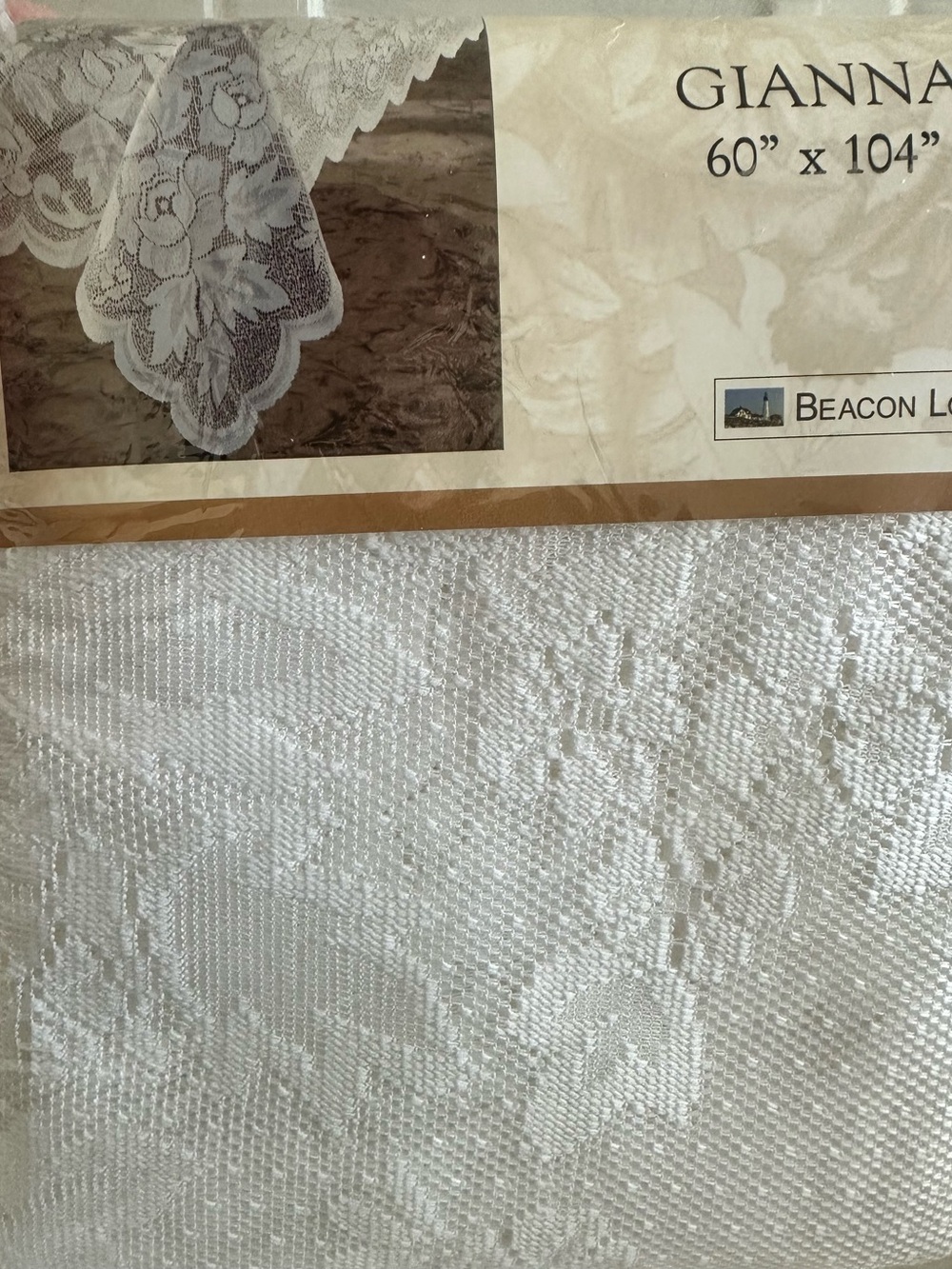 Vintage Beacon Loom "Gianna" White Lace Tablecloth - New In Package